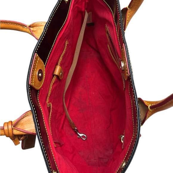 Dooney & Bourke Glossy Black Tote with Tan Accents - Picture 5 of 8